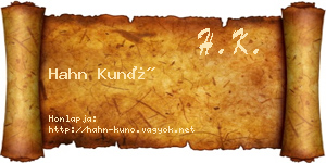 Hahn Kunó névjegykártya